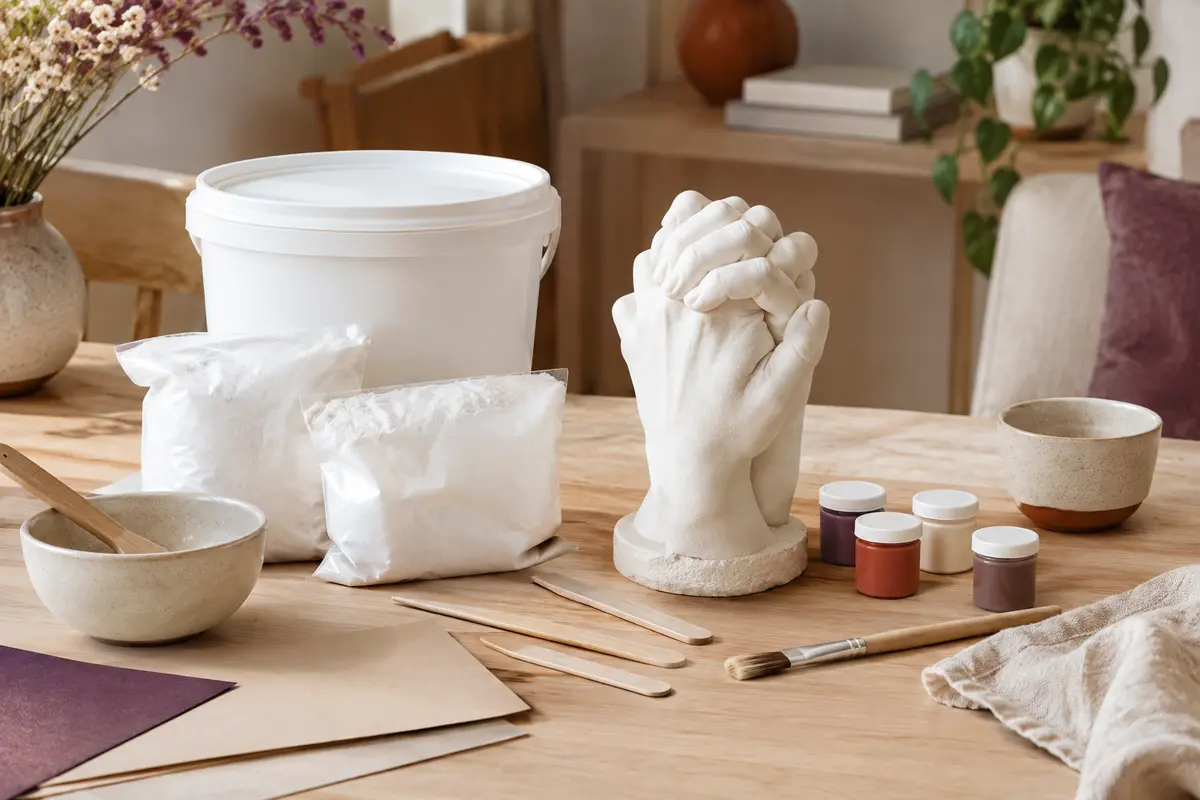 Kit de moulage de mains avec poudres, outils de finition et sculpture en plâtre pour deux